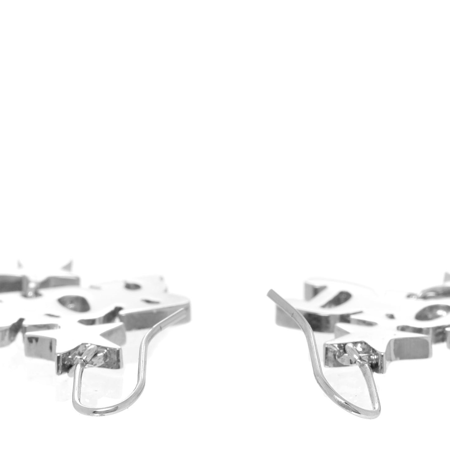 Crystal Logo Hoop Earrings Silver
