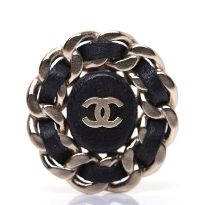 Chanel Lambskin Chain Around CC Earrings Light Gold Black 4 of 7