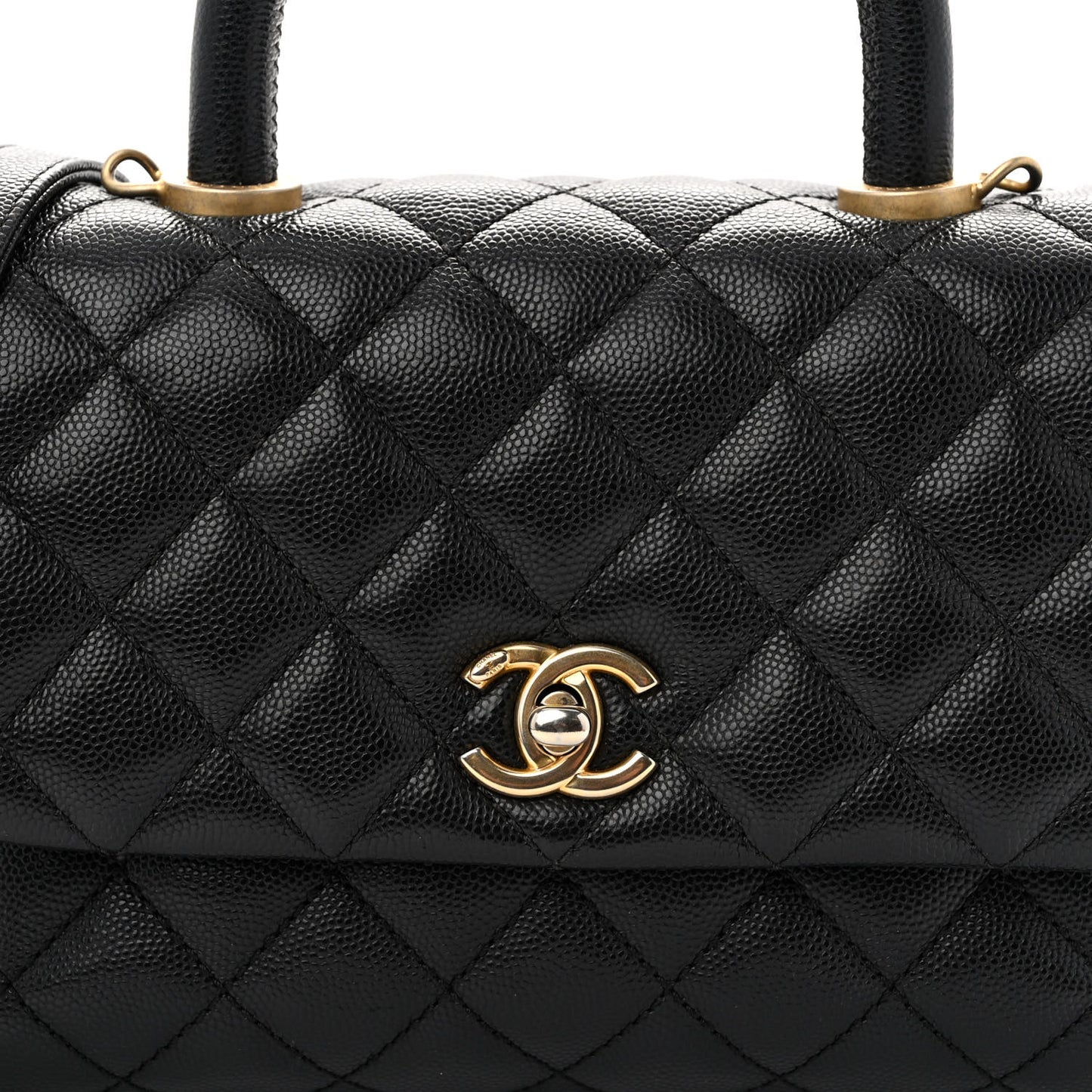 Caviar Quilted Mini Coco Handle Flap Black