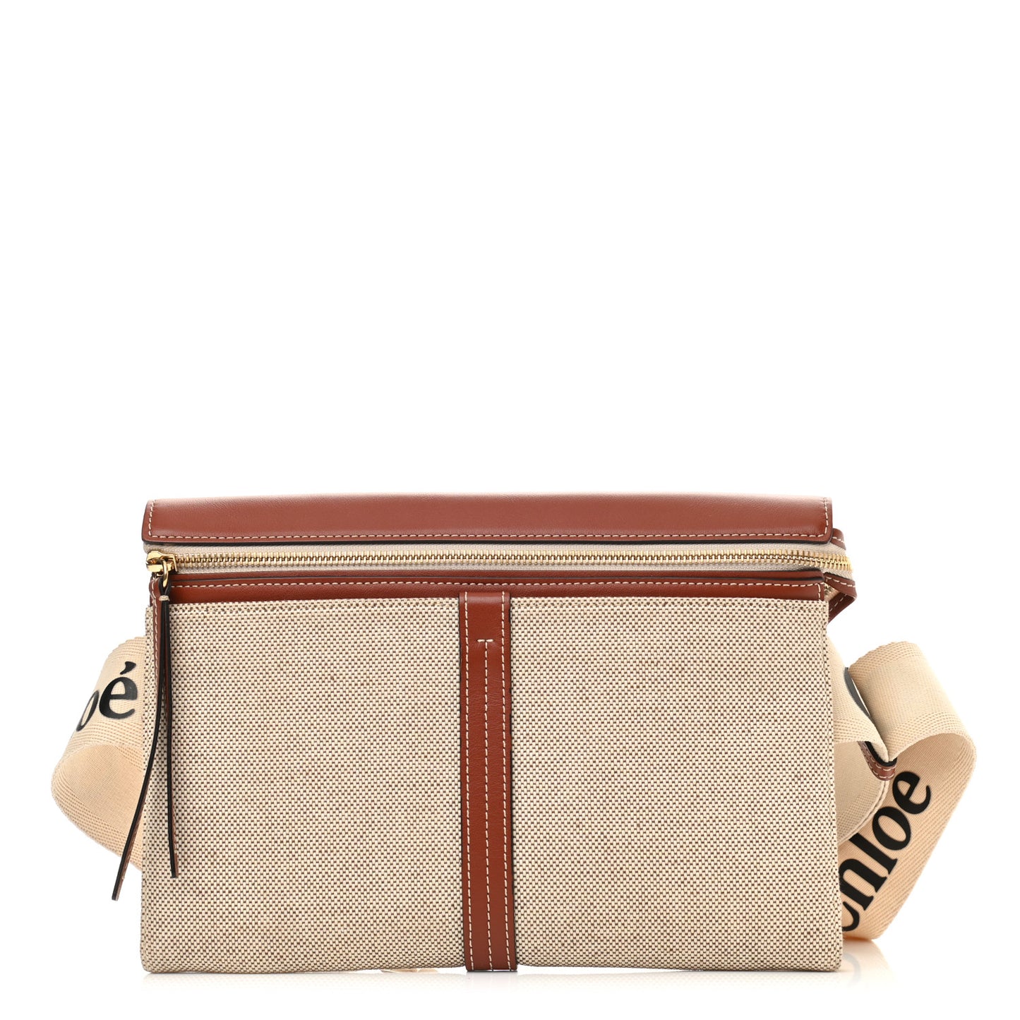 Cotton Calfskin Woody Belt Bag Beige Brown