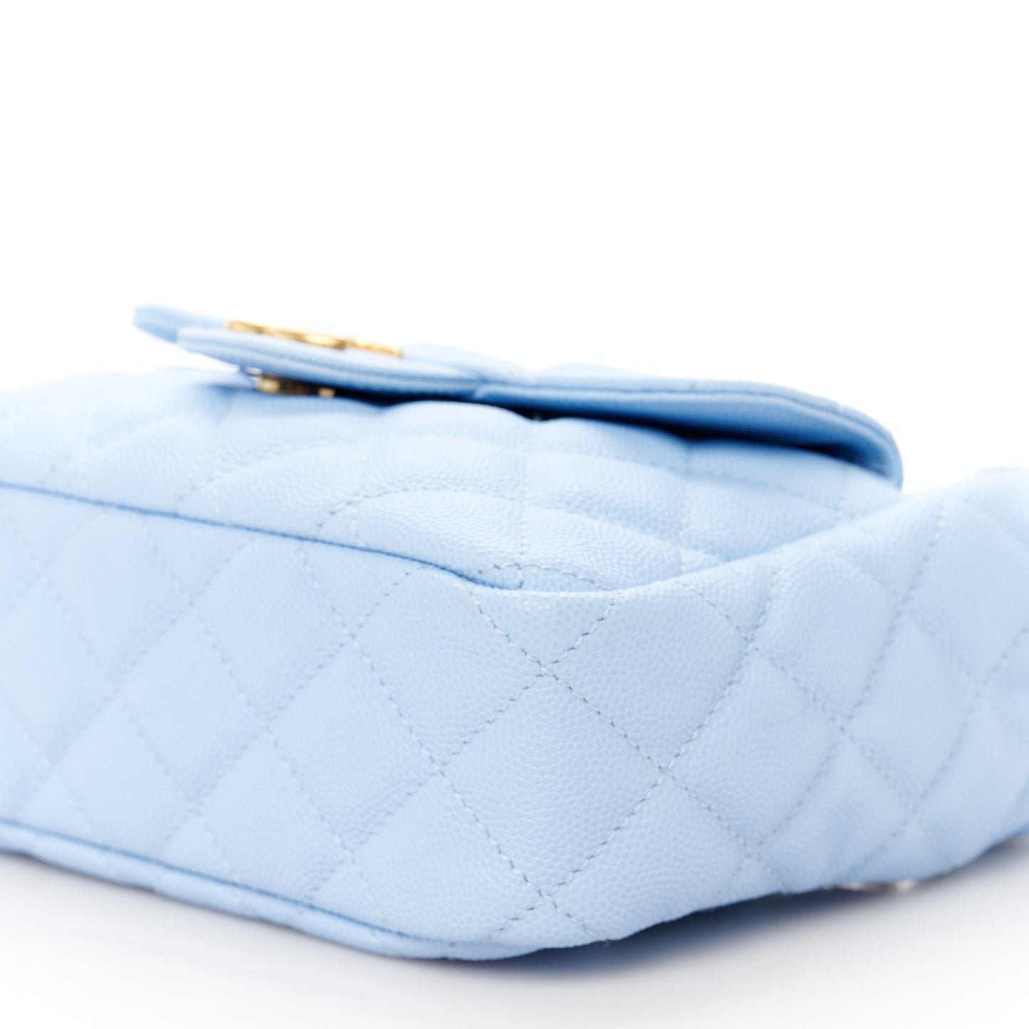 Caviar Quilted Small Wavy CC Hobo Light Blue