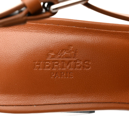 Hermes Calfskin Elbe 60 Sandals 38 Marron Glaise 8 of 9