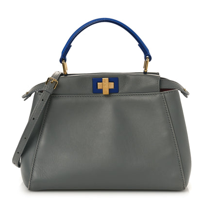 Fendi Nappa Colorblock Mini Peekaboo Iconic Satchel Grigio Chiaro Fragola Blue 1 of 11