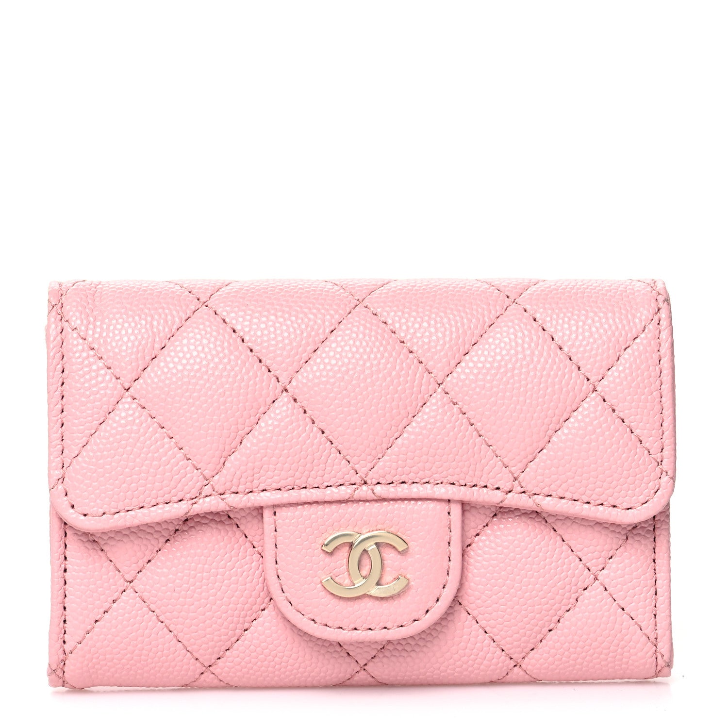 Chanel Caviar Quilted Flap Card Holder Wallet Light Pink 1 of 9