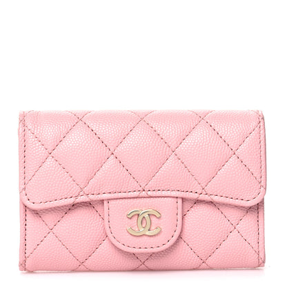 Chanel Caviar Quilted Flap Card Holder Wallet Light Pink 1 of 9