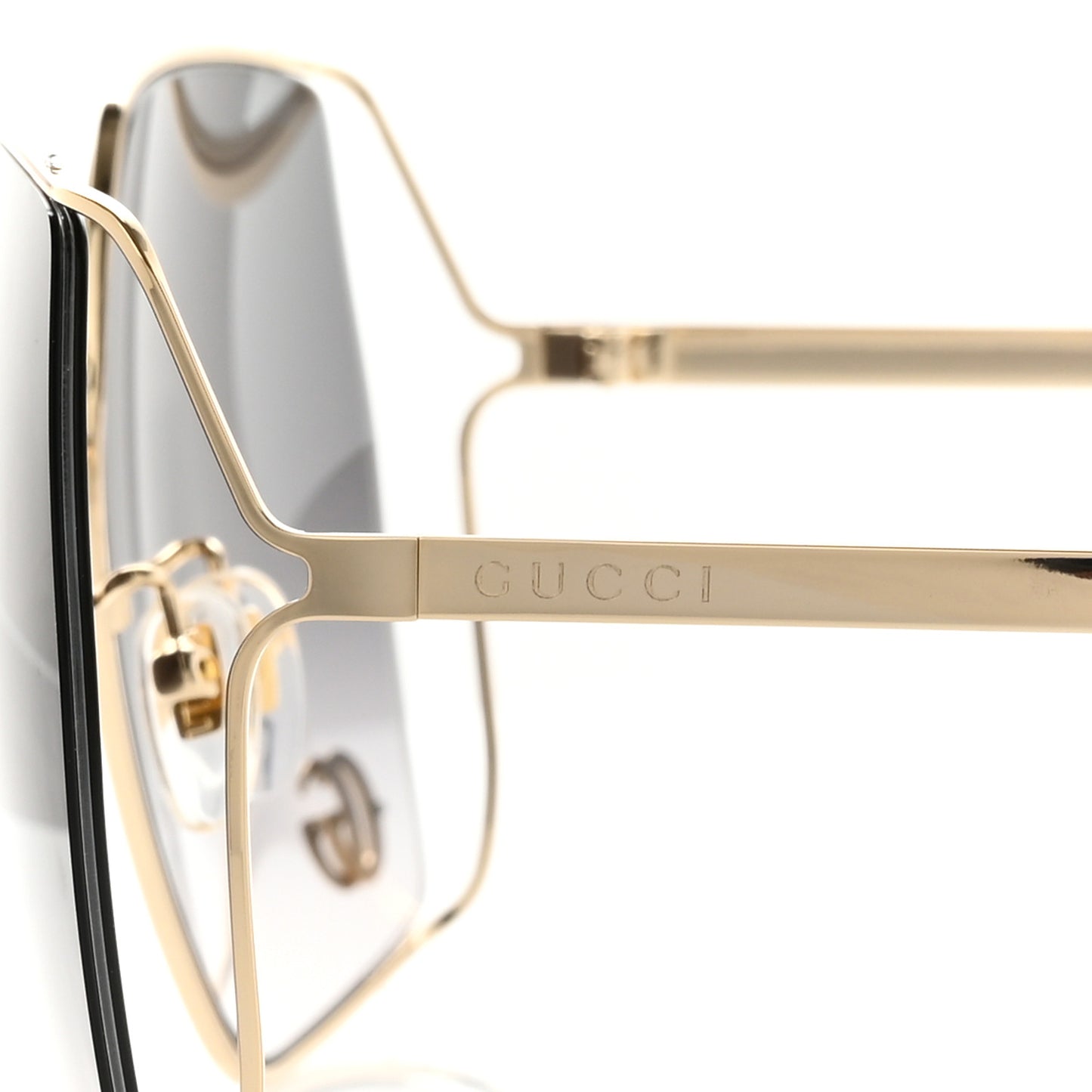 Metal Square Frame Sunglasses GG0817S Gold Grey