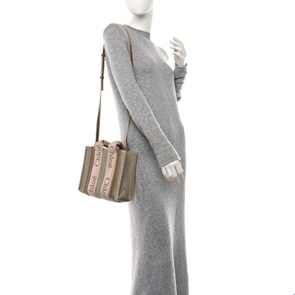 Chloe Cotton Calfskin Small Woody Ribbon Tote With Strap Blushy Beige 2 of 9