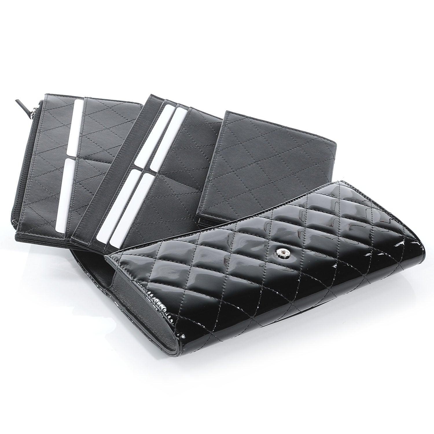 Chanel Patent Quilted Travel Wallet Black 5 of 8