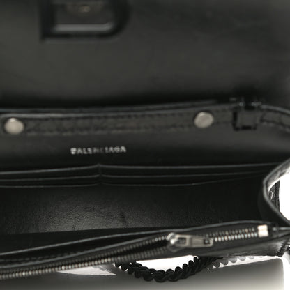 Balenciaga Shiny Calfskin Monochrome Crocodile Embossed Hourglass Chain Bag Black 4 of 15