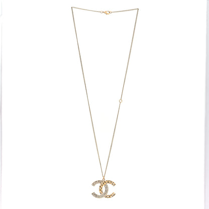 Chanel Baguette Crystal Quilted CC Pendant Necklace Gold 2 of 5
