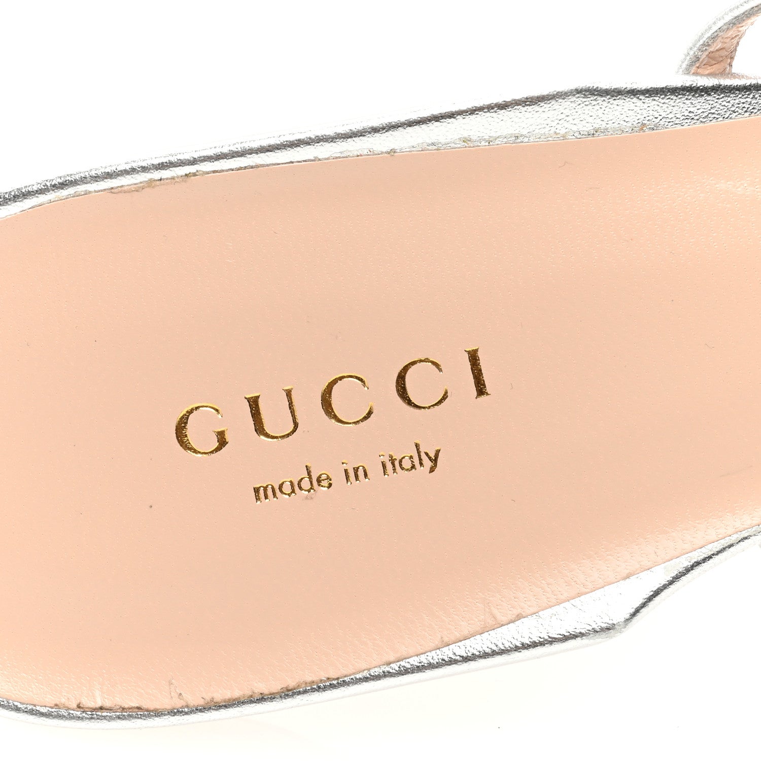 Gucci Metallic Nappa Victoria Strappy Horsebit Sandals 40 Silver 7 of 7