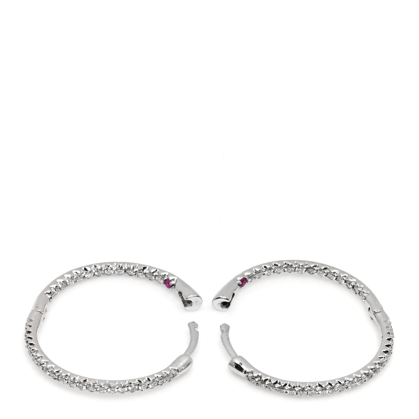 18K White Gold Diamond Pave Hoop Earrings