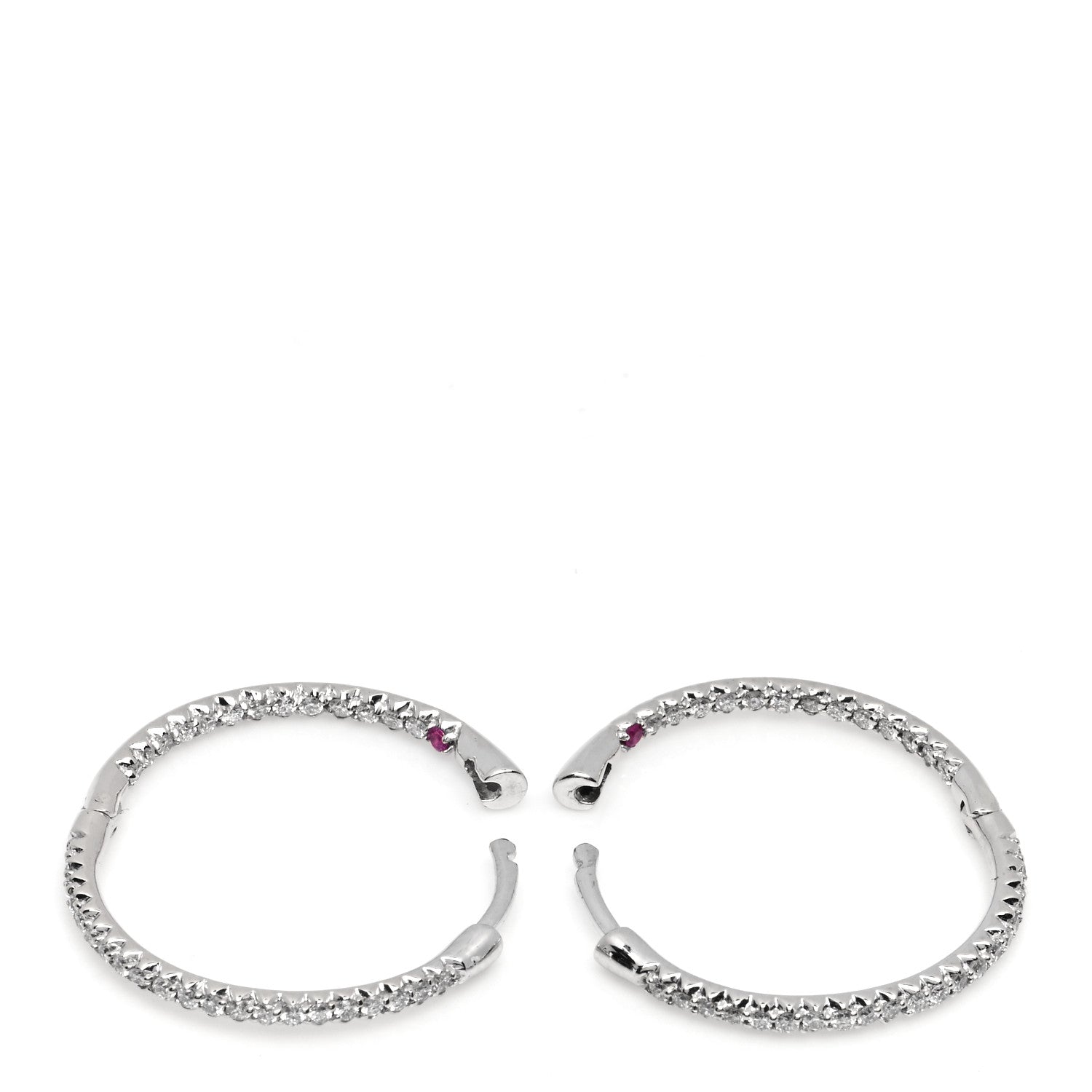 Roberto Coin 18K White Gold Diamond Pave Hoop Earrings 3 of 5
