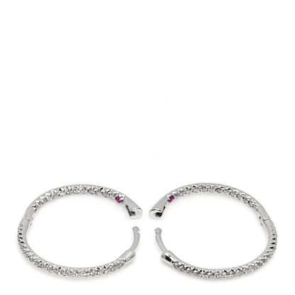 Roberto Coin 18K White Gold Diamond Pave Hoop Earrings 3 of 5
