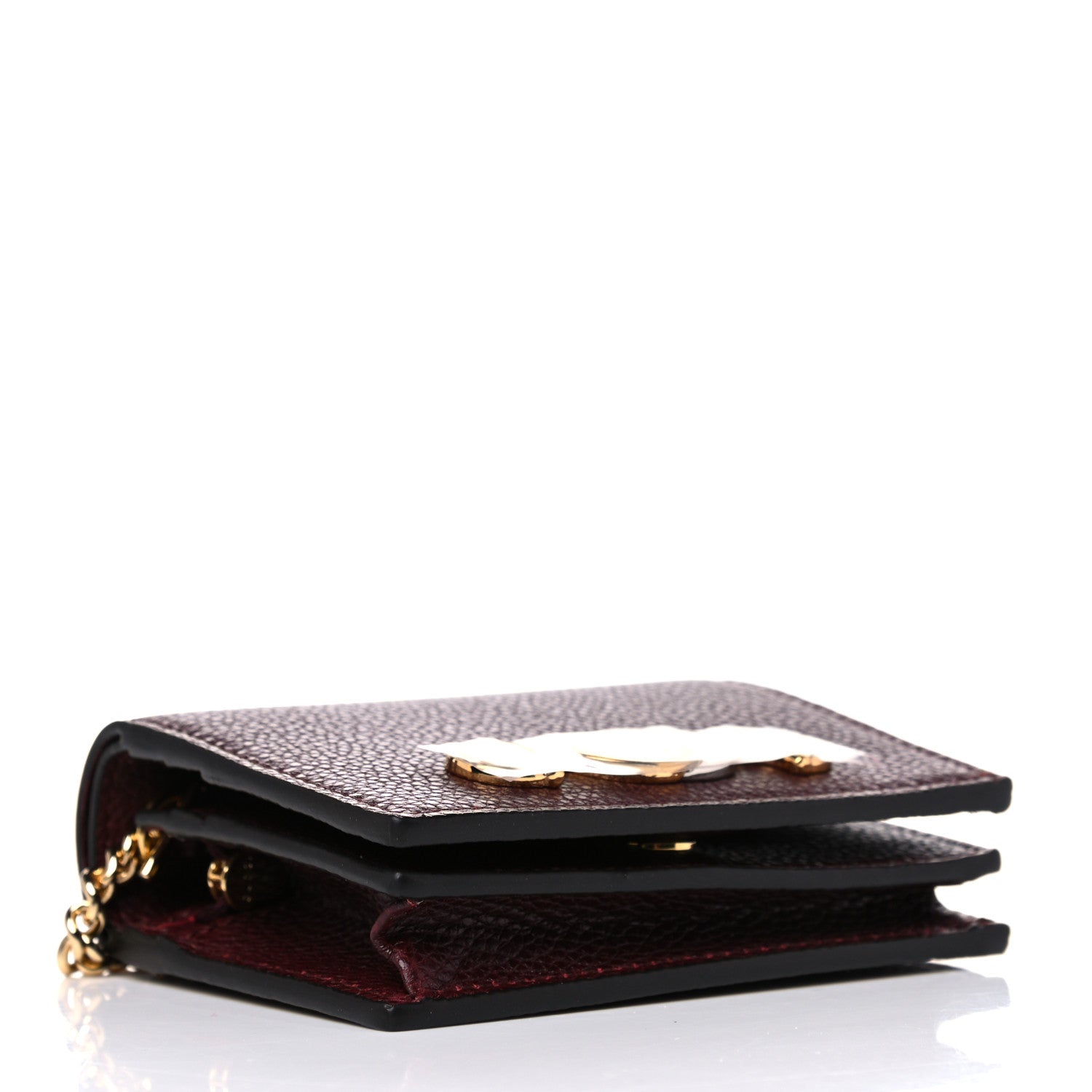 Gucci Grainy Calfskin Zumi Chain Card Case Wallet Vintage Bordeaux 4 of 8