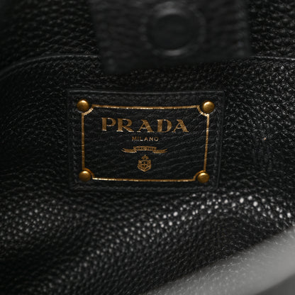 Prada Vitello Daino Embossed Logo Hobo Black 6 of 10