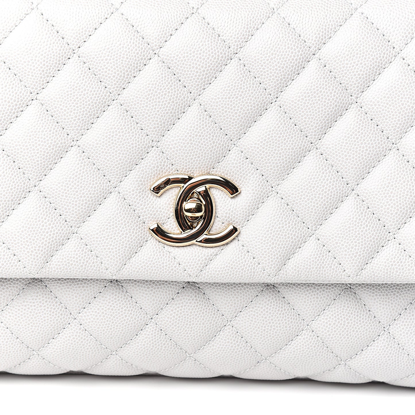 Caviar Quilted Small Coco Handle Flap Light Grey