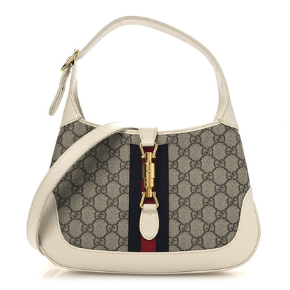 Gucci GG Supreme Monogram Azalea Calfskin Web Small Jackie 1961 Hobo Beige Ebony Mystic White 1 of 14