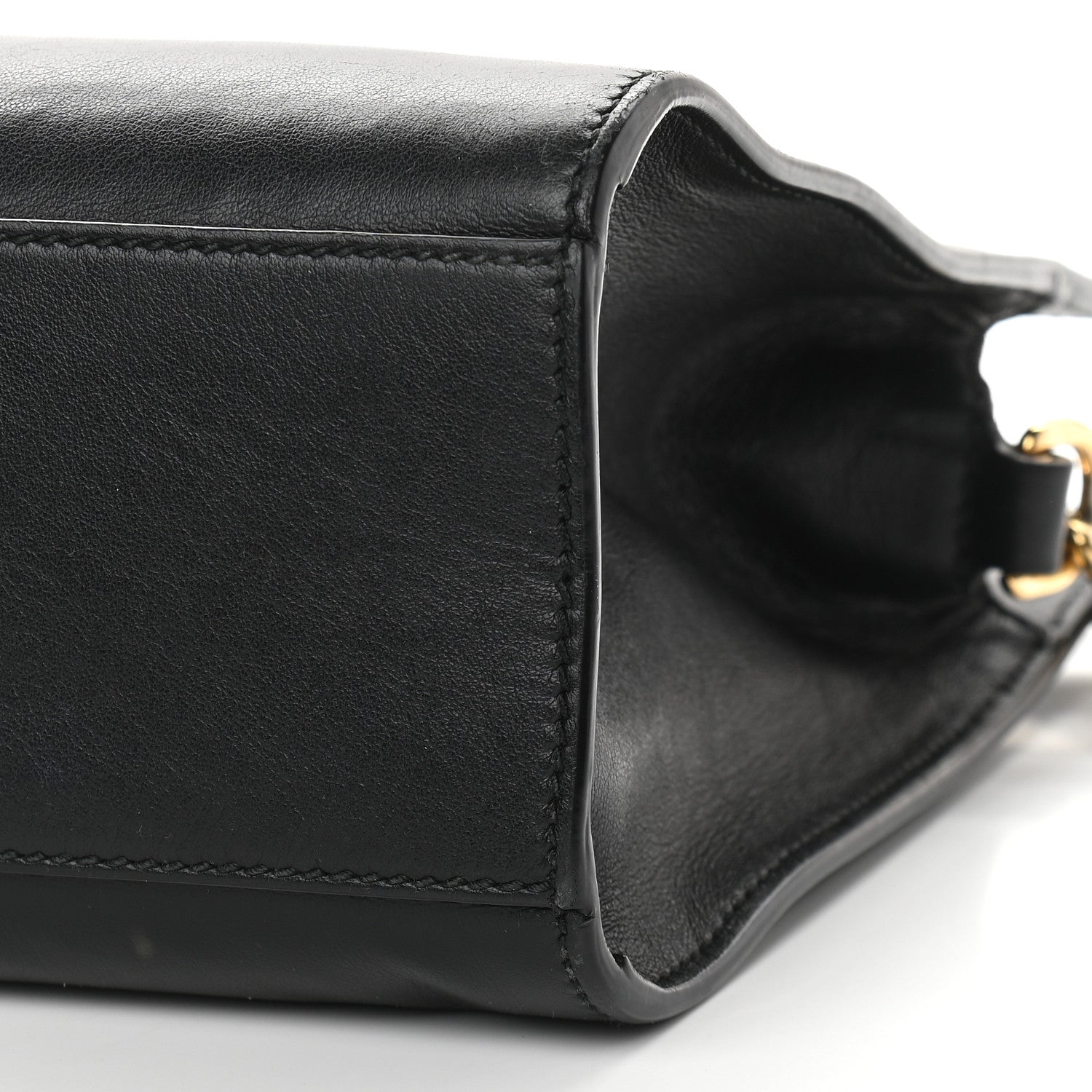 Gucci Calfskin Marmont Ribbon Top Handle Bag Black 10 of 10