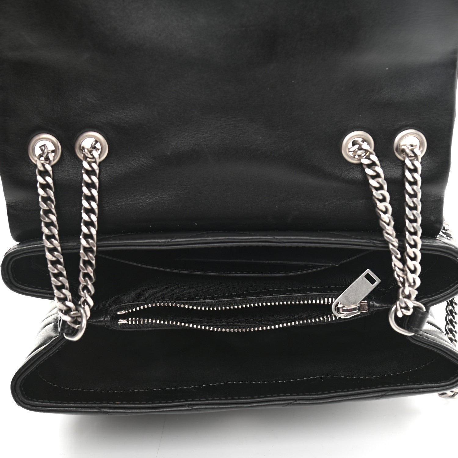Saint Laurent Calfskin Y Quilted Monogram Small Loulou Chain Satchel Black 5 of 11