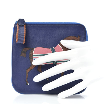 Hermes Swift Couverture Nouvelle Carre Pocket Pouch Bleu Encre Rose D'Ete 2 of 8