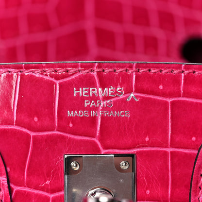 Hermes Shiny Porosus Crocodile Birkin 25 Rose Mexico 24 of 36