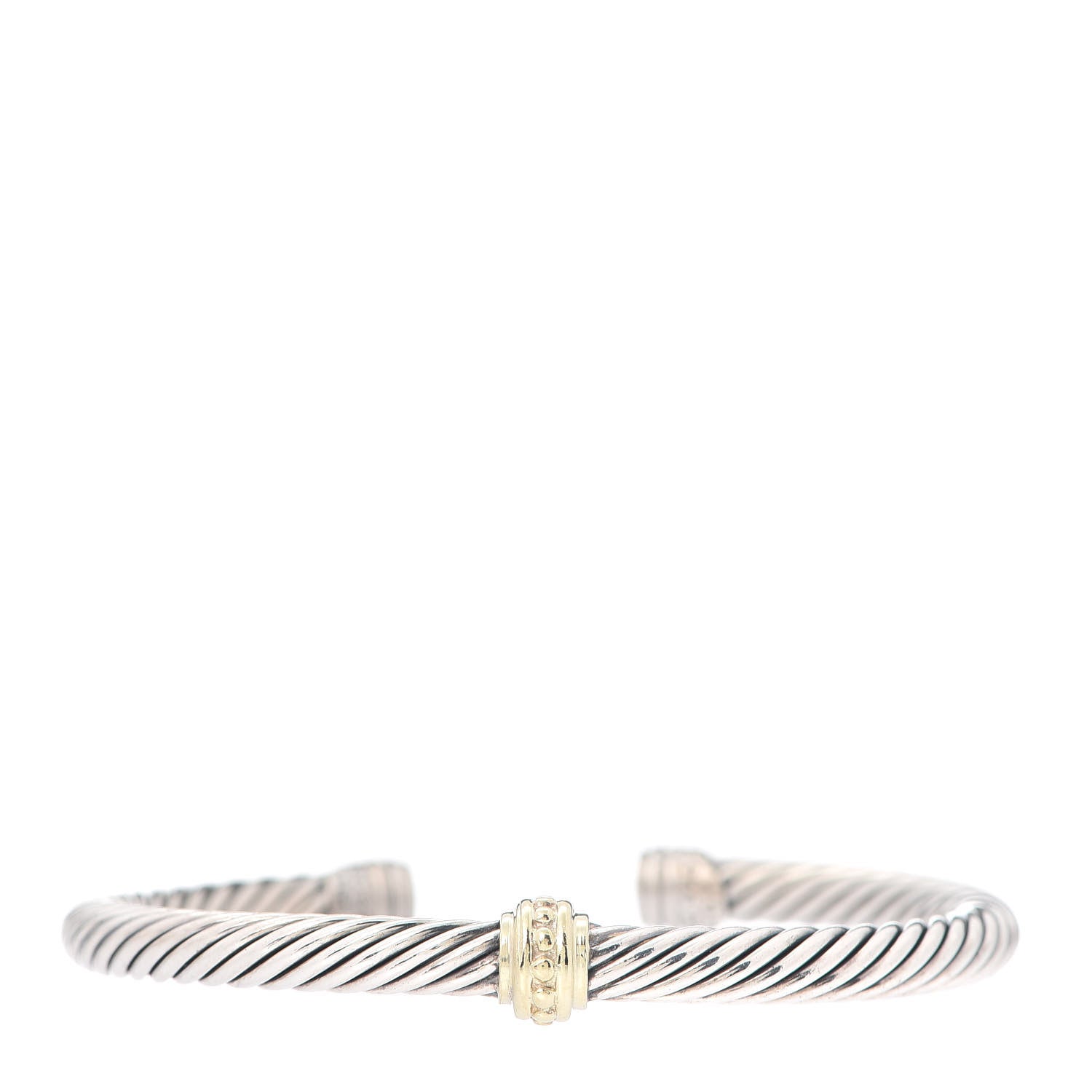 David Yurman Sterling Silver 14K Yellow Gold 5mm Station Cable Bracelet 1 of 5