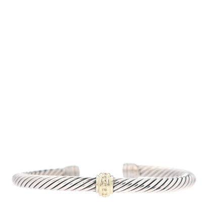 David Yurman Sterling Silver 14K Yellow Gold 5mm Station Cable Bracelet 1 of 5