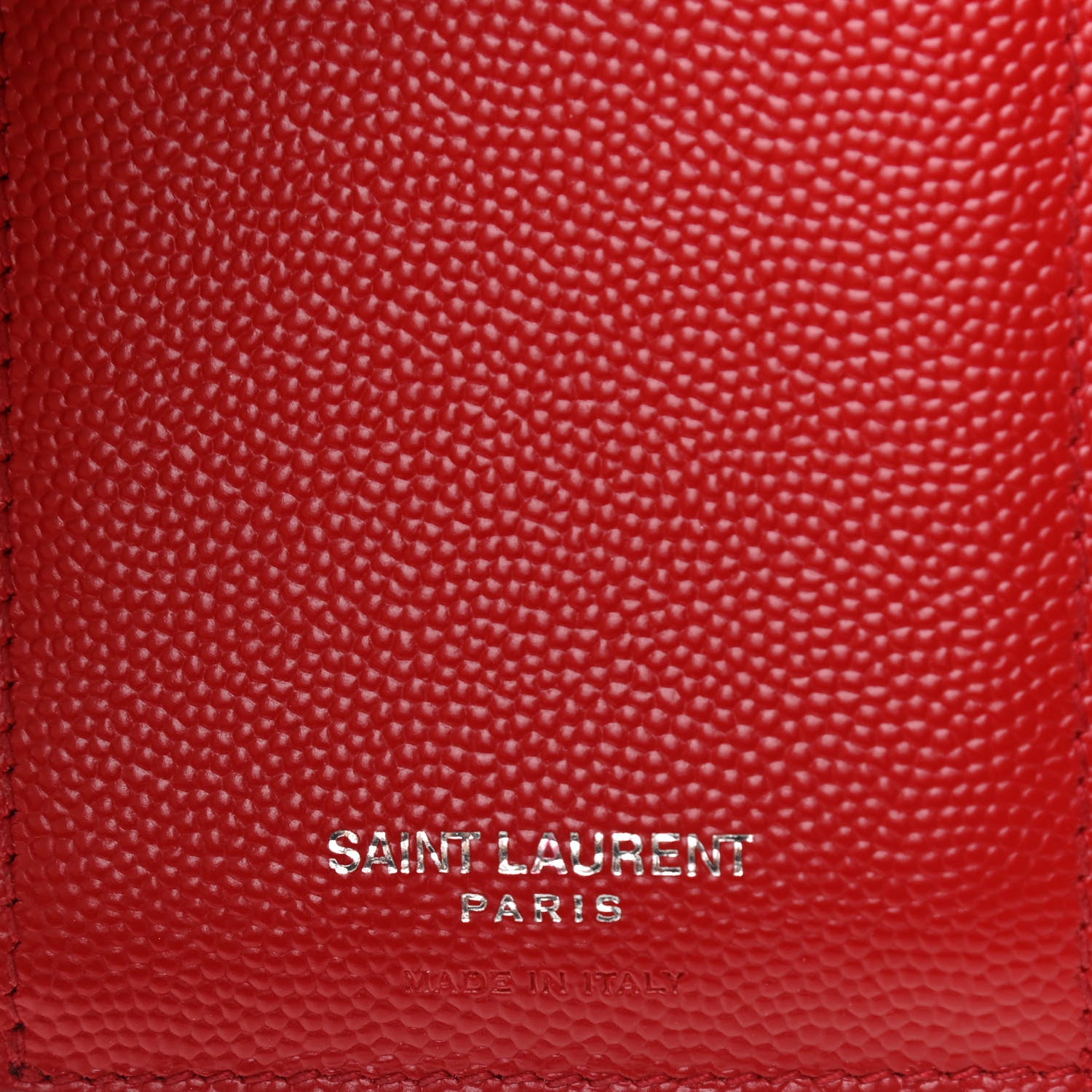 Saint Laurent Grain De Poudre Matelasse Chevron Monogram Compact Tri Fold Wallet Red 6 of 14