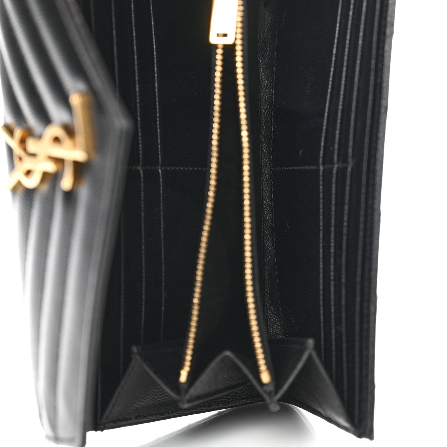 Grain De Poudre Matelasse Chevron Monogram Flap Wallet Black