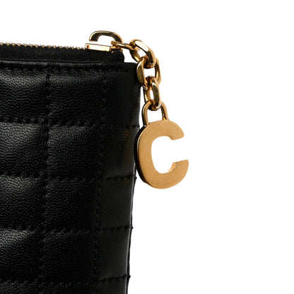 Celine Calfskin Quilted C Charm Coin Card Pouch Black 9 of 11