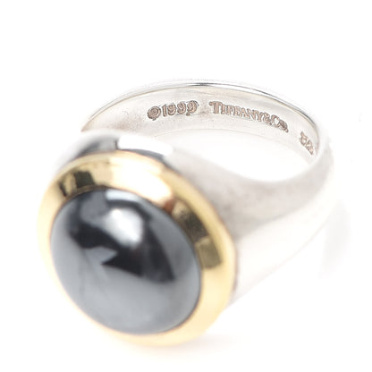 Tiffany Sterling Silver 18K Yellow Gold Hematite Ring 48 4.5 11 of 14
