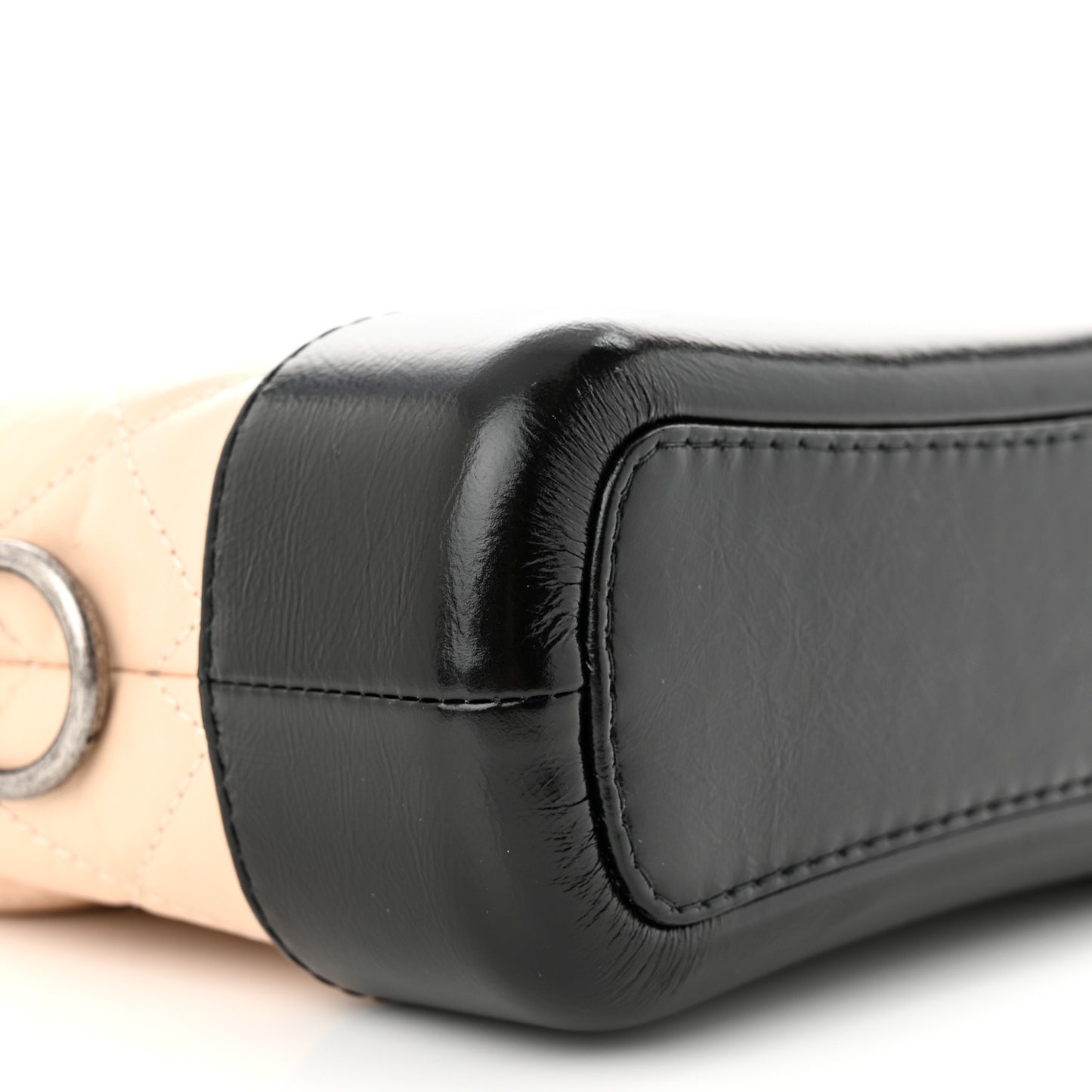 Aged Calfskin Quilted Small Gabrielle Hobo Beige Black