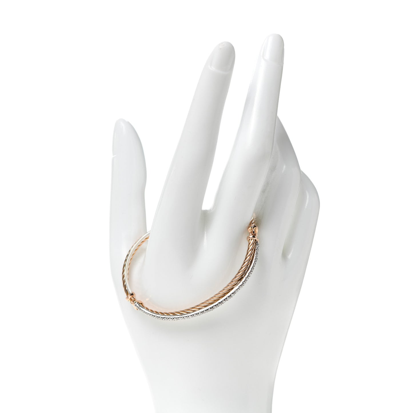 18K White Rose Gold Diamond Crossover Bracelet