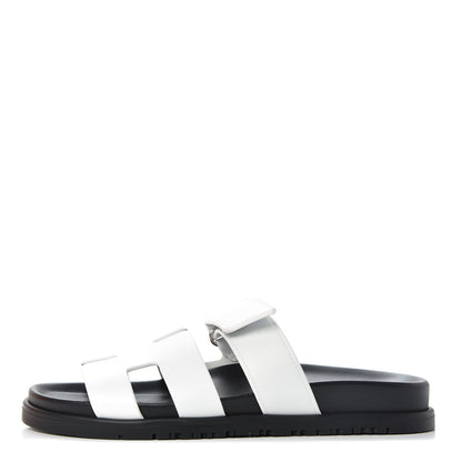 Hermes Calfskin Womens Chypre Sandals 37.5 White 1 of 11