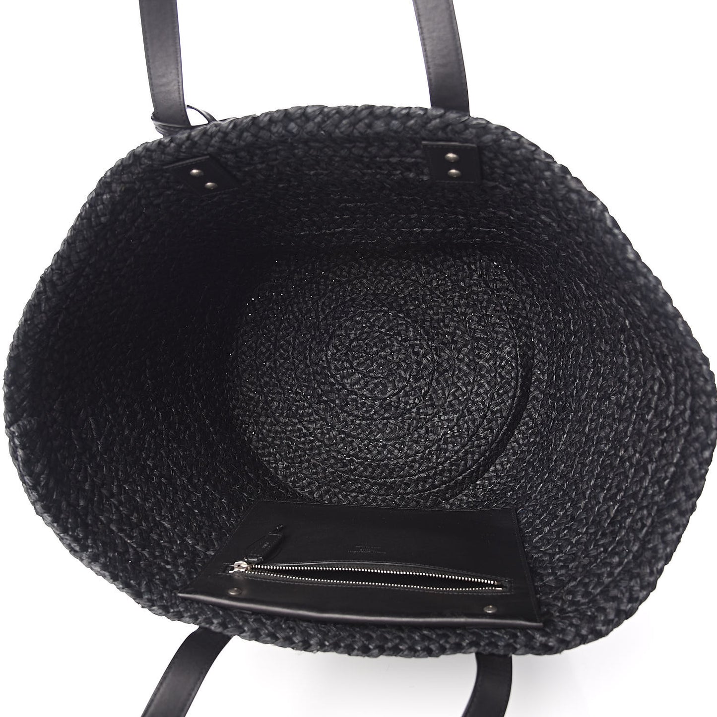 Raffia Medium Panier Bag Black