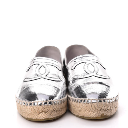 Chanel Laminated Goatskin CC Espadrilles 36 Silver 2 of 10