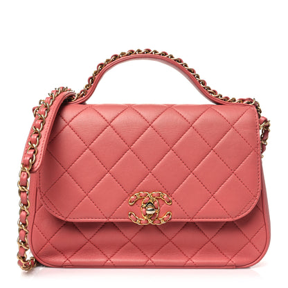 Chanel Lambskin Quilted Chain Infinity Top Handle Flap Pink 1 of 11