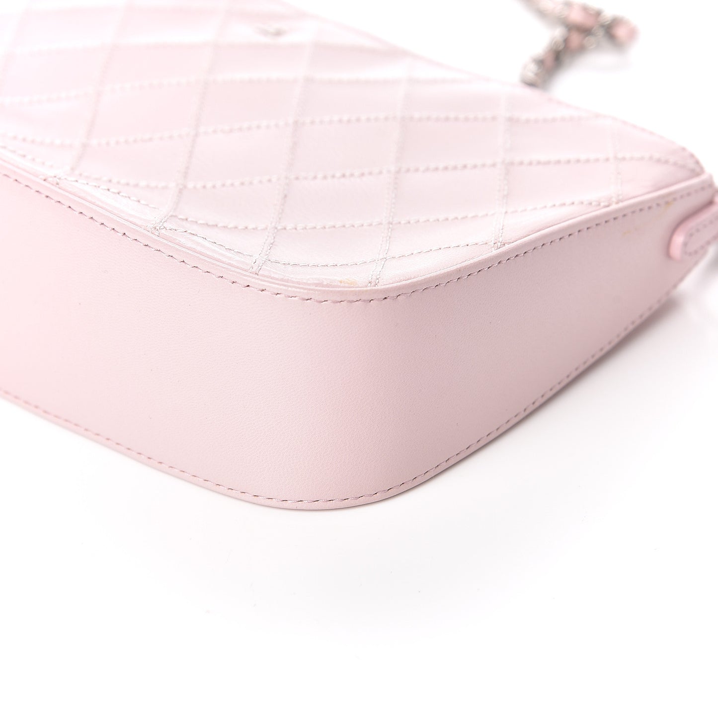 Lambskin Diamond Stitched Shoulder Bag Light Pink