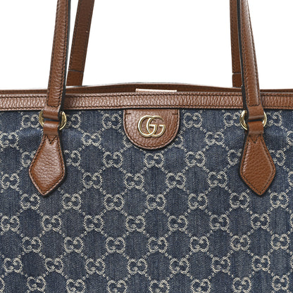 Gucci New Denim GG Monogram Medium Ophidia Shopping Tote Blue Tea Cuir 8 of 10