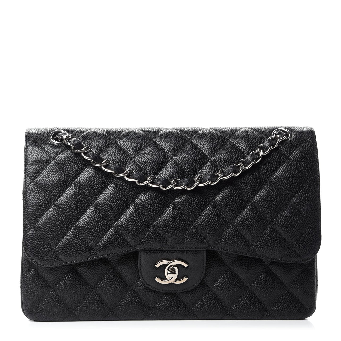 Caviar Quilted Jumbo Double Flap Black