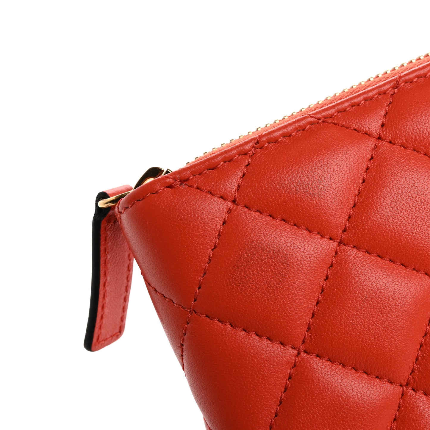 Nappa Quilted Medusa Zip Around Wallet Dark Orange