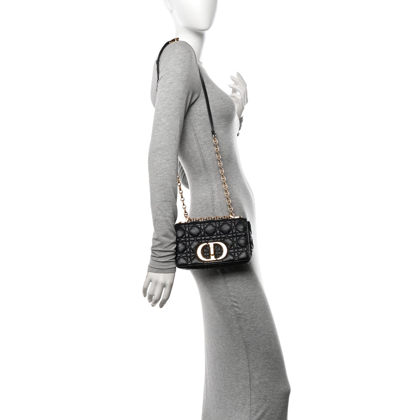 Calfskin Cannage Small Caro Bag Black