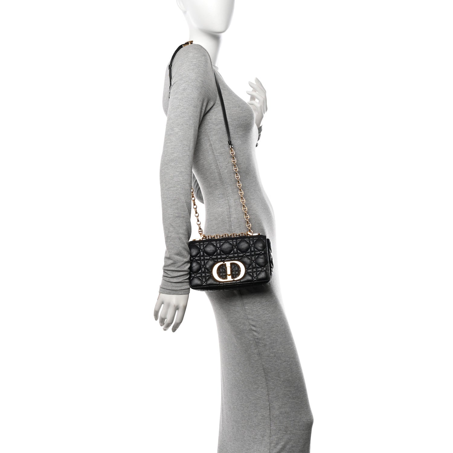 Christian Dior Calfskin Cannage Small Caro Bag Black 2 of 12