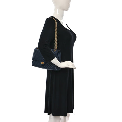 Chanel Crumpled Calfskin Chevron Quilted 2.55 Reissue 226 Navy Blue 2 of 10