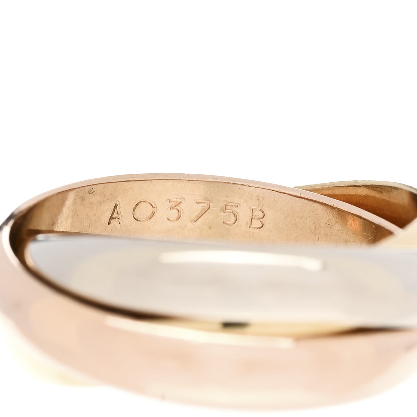 18K Pink Yellow White Gold Classic Les Must De Cartier Trinity Ring 54 6.75