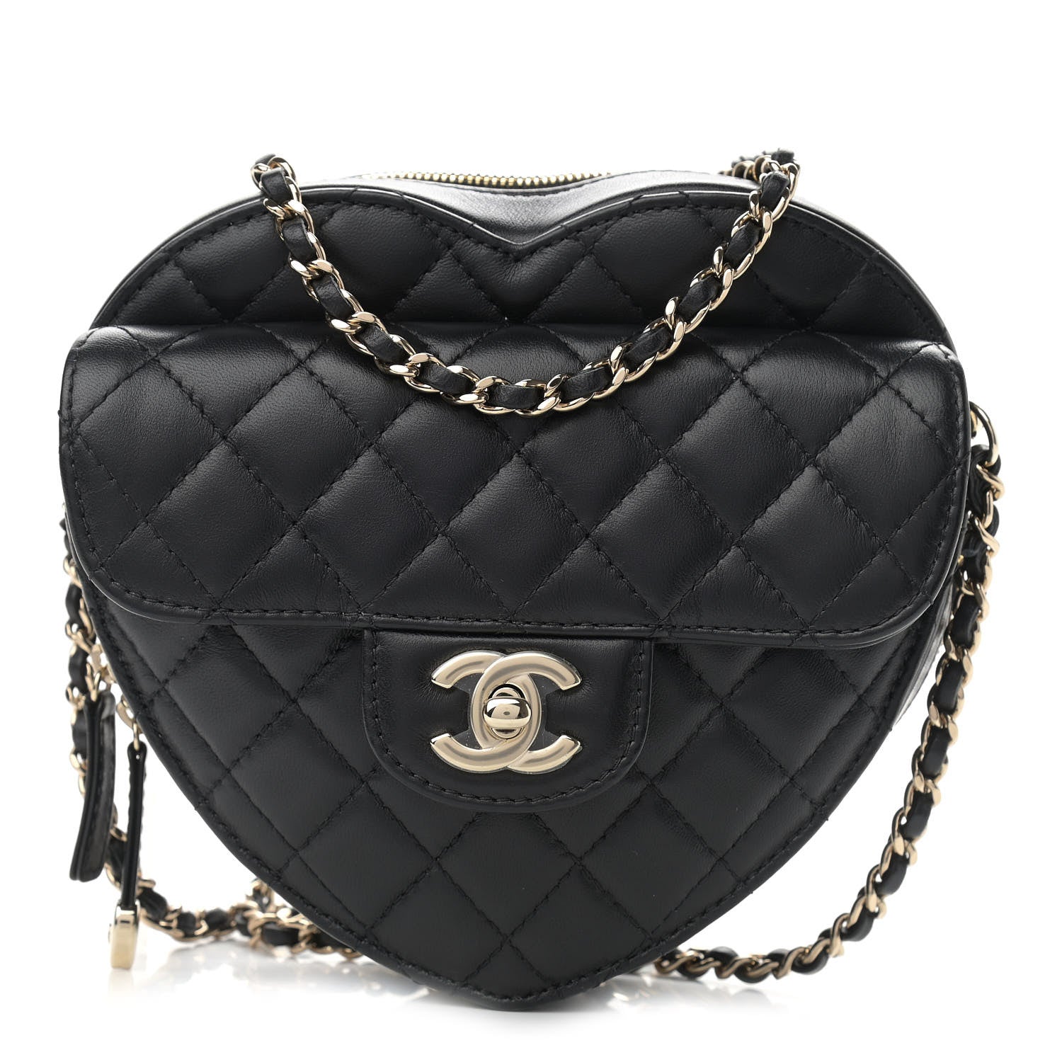 Chanel Lambskin Quilted CC In Love Heart Bag Black 1 of 10