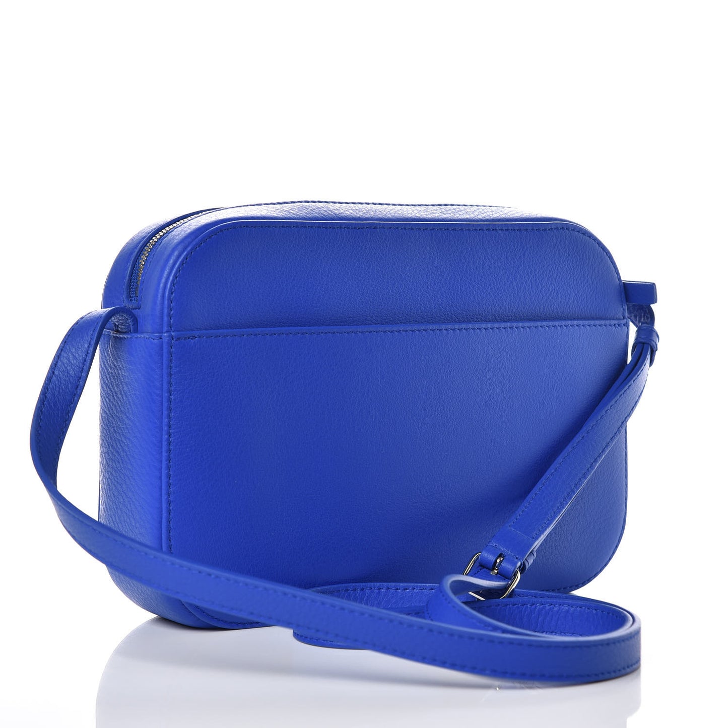 Smooth Calfskin Logo S Everyday Camera Bag Bleu Prim White