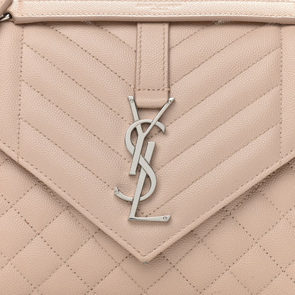 Saint Laurent Grain De Poudre Textured Mixed Matelasse Medium Triquilt Monogram Satchel Marble Pink 8 of 15