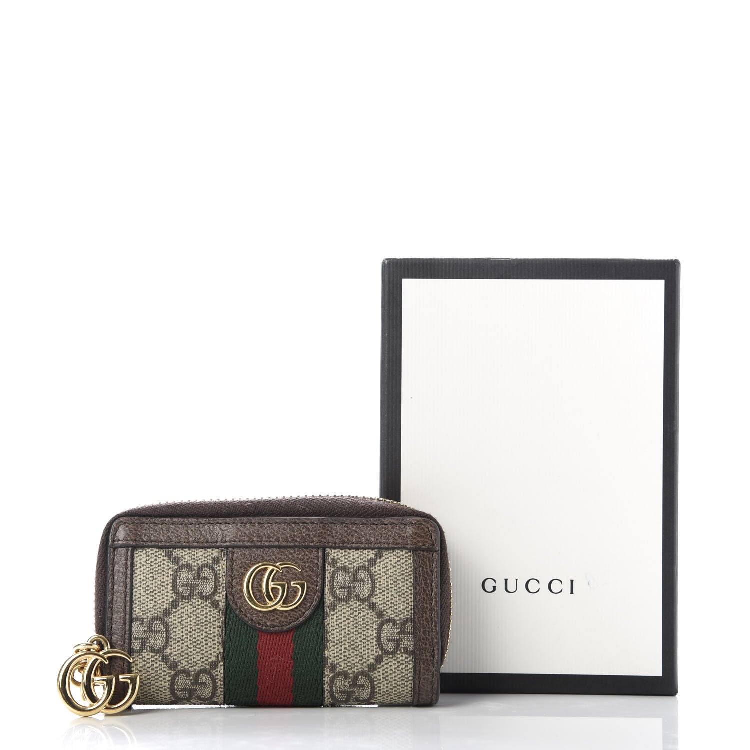 Gucci GG Supreme Monogram Web Ophidia Zip Around Key Case Beige New Acero 7 of 7
